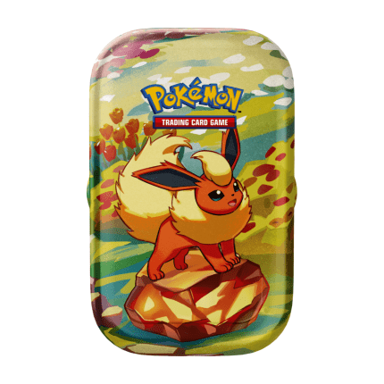Flamara Mini Tin Prismatische Entwicklungen – Pokémon TCG Booster & Evoli-Münze (DE)