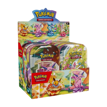 Sealed Display mit 8 Mini Tins – Prismatische Entwicklungen Karmesin & Purpur (DE)