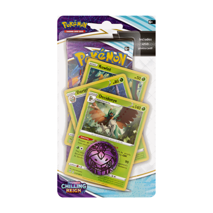 Sword & Shield Chilling Reign Decidueye Blister EN – 1 booster, foil promo & coin – sealed Pokémon TCG pack!