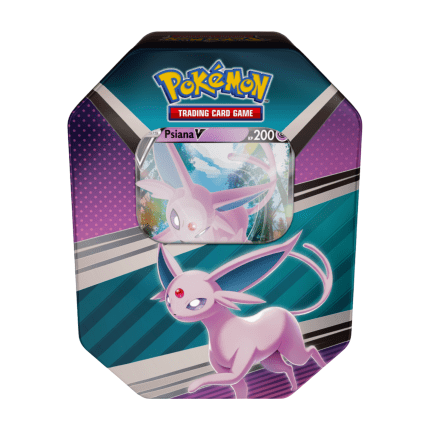 Pokémon Psiana V Frühjahr Tin Box 2022 mit holografischer Promo-Karte, vier Boosterpacks und exklusiver Metallbox – offizielles Pokémon TCG Produkt.