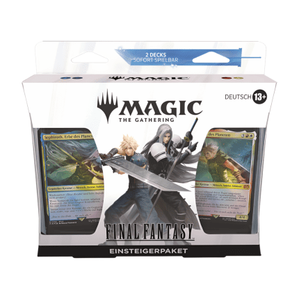 Magic: The Gathering Final Fantasy Einsteigerpaket mit zwei 60-Karten-Decks, Deckboxen, Regelheft, Referenzkarten und MTG Arena Codes – offizielles Magic: The Gathering Produkt.