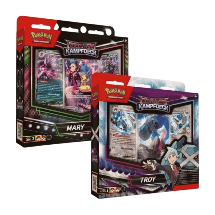 „Pokémon Beide Rivalen Kampfdecks Mary & Troy (deutsch) mit zwei spielbereiten 60-Karten-Decks – erhältlich bei TcG Love“