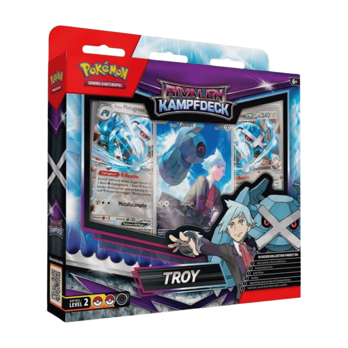 „Pokémon Rivalen Kampfdeck Troy (deutsch) mit 60 Karten, Münze und Zubehör – erhältlich bei TcG Love“