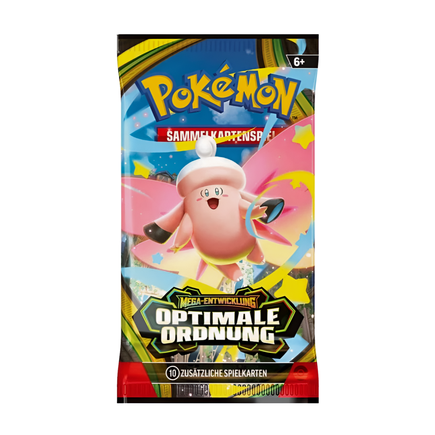 Pokémon Mega-Entwicklung Optimale Ordnung Boosterpack (deutsch) mit Artwork, das Pokémon mit Mega-Entwicklungssymbolen oder in Mega-Form zeigt, versiegelt und originalverpackt.