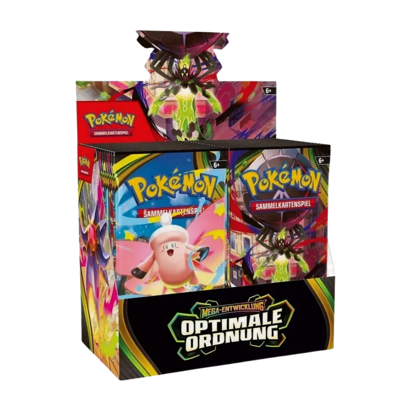 Pokémon Mega-Entwicklung Optimale Ordnung Display (deutsch) mit 36 Boosterpacks, versiegelt und originalverpackt, zeigt das Set-Artwork.