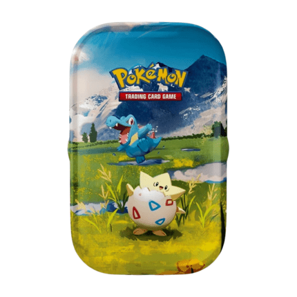 Pokémon Mega-Entwicklung Erhabene Helden Mini Tin Togepi & Karnimani (deutsch), versiegelt und originalverpackt, zeigt Togepi und Karnimani Artwork, Boosterpacks und Bildkarte.