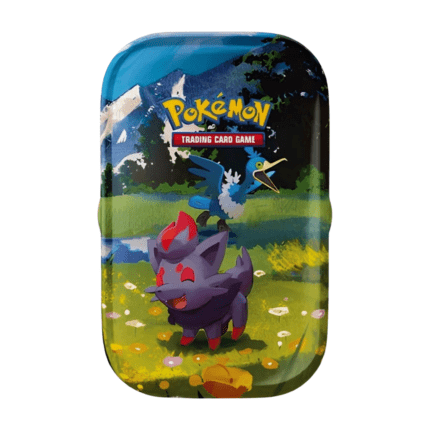 Pokémon Mega-Entwicklung Erhabene Helden Mini Tin Zorua & Urgl (deutsch), versiegelt und originalverpackt, zeigt Zorua und Urgl Artwork, Boosterpacks und Bildkarte.