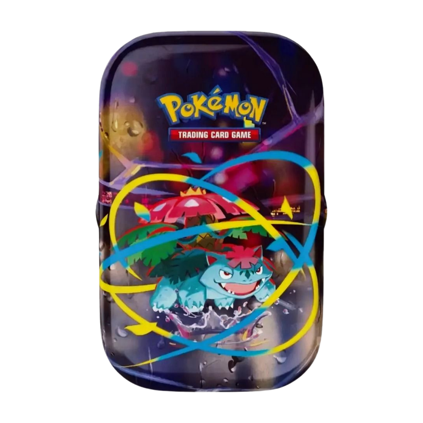 Pokémon Mega Evolution Mega-Venusaur Mini Tin (English), sealed and original packaging, showing Mega-Venusaur artwork, booster packs, and sticker sheet.