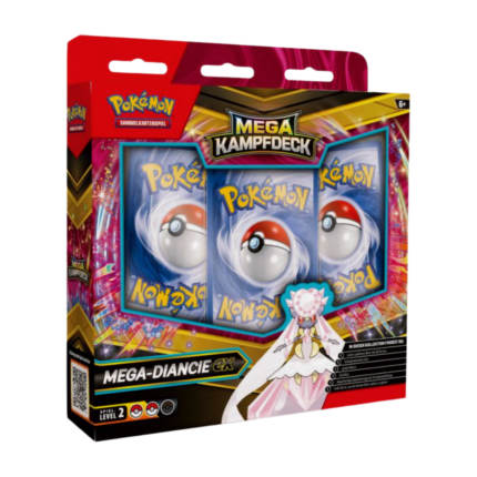 Pokémon Mega Kampfdeck - Mega-Diancie ex (deutsch), versiegelt und originalverpackt, zeigt Mega-Diancie-ex und den Inhalt des Decks.