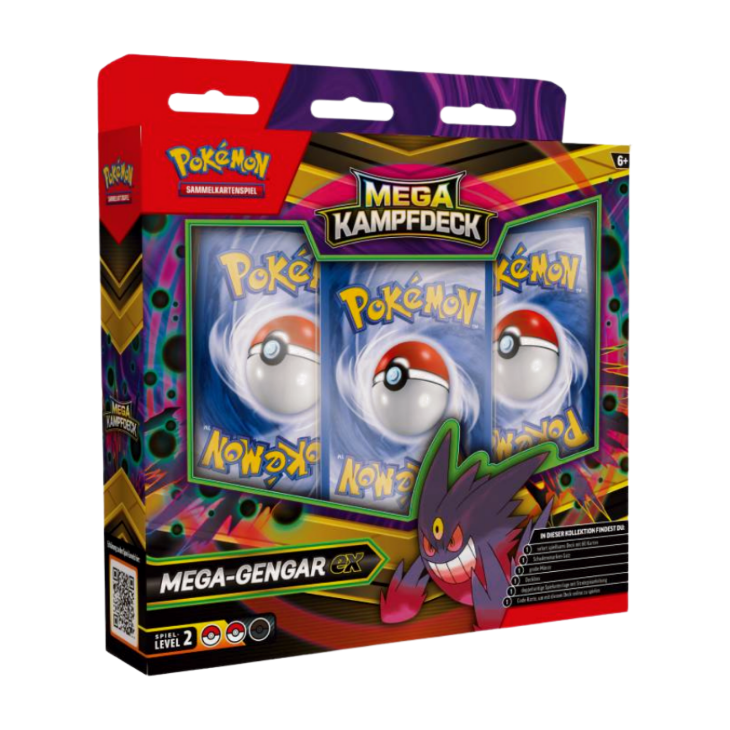 Pokémon Mega Kampfdeck - Mega-Gengar ex (deutsch), versiegelt und originalverpackt, zeigt Mega-Gengar-ex und den Inhalt des Decks.