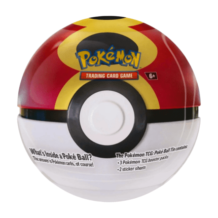 Pokémon Repeat Ball Tin Box Fall 2025 (English), sealed and original packaging, showing the Repeat Ball motif on the box, as well as the included booster packs and sticker sheets.